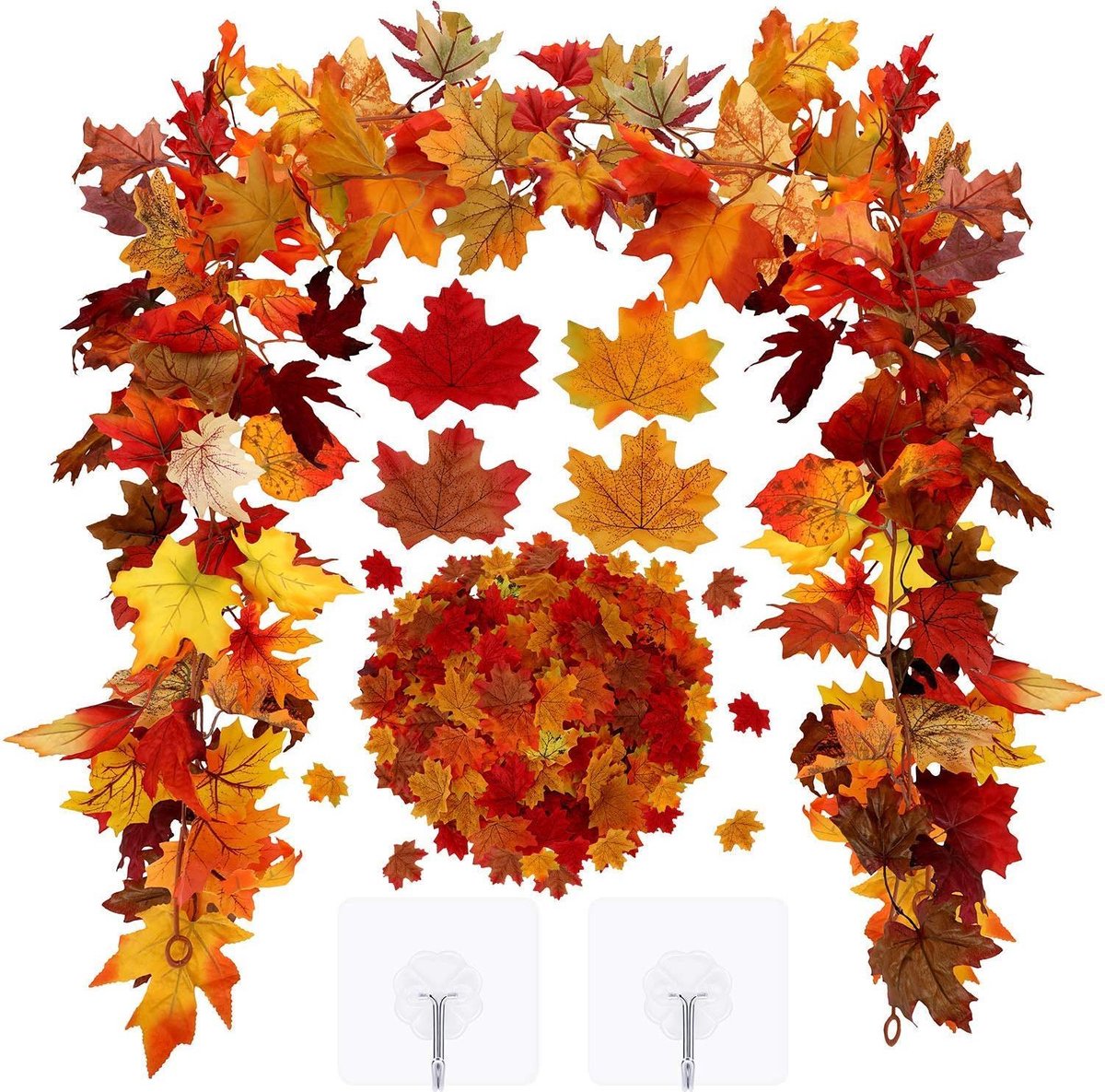 Plateau evenaar Verder Herfstdecoratie slinger van esdoornbladeren 200 stuks |Gekleurde nep  bladeren | Kleur... | bol.com