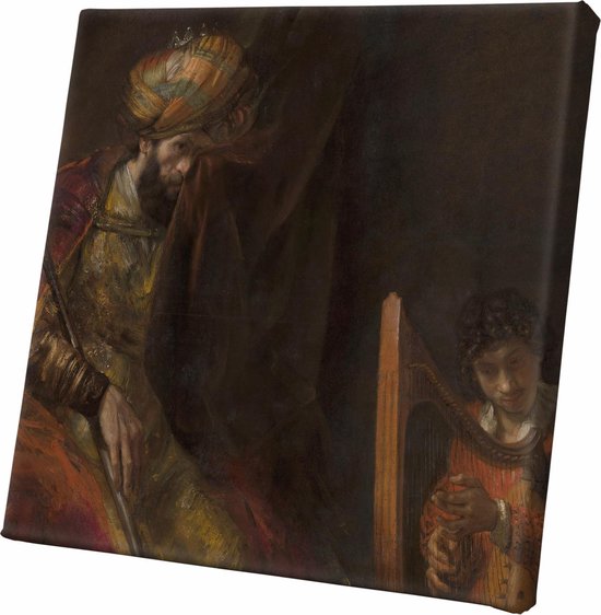 Canvasdoek - Schilderij - Saul En David Rembrandt Rijn Oude Meesters - Multicolor - 100 X 100 Cm