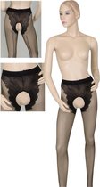 Cottelli Collection – Panty met Open Kruis en  Slip Motief – Maat L – Zwart