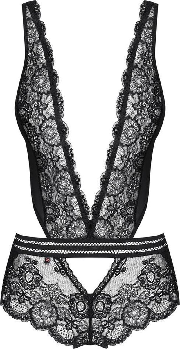 Obsessive Kanten Body met Bandjes - Erotische Body - Maat L/XL - Zwart
