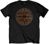 The Beatles - Vintage Drum Head Heren T-shirt - M - Zwart
