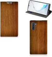 Geschikt voor Samsung Galaxy Note 10 Book Wallet Case Donker Hout