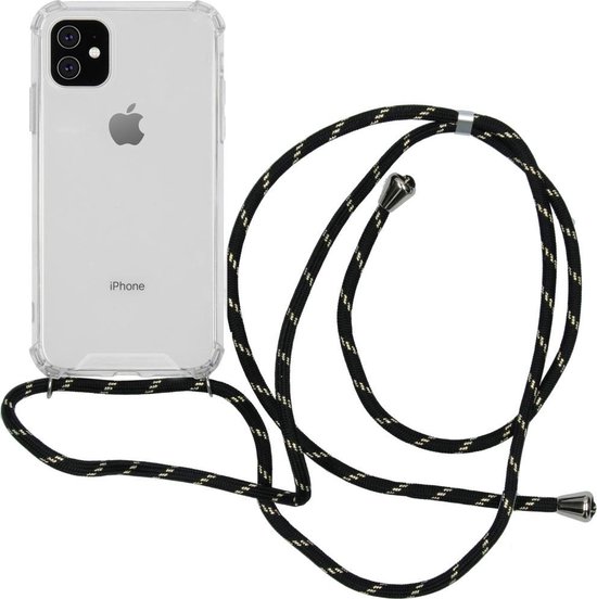 Verwaarlozing Onmiddellijk hersenen iMoshion Backcover met koord iPhone 11 hoesje - Zwart Goud | bol.com
