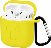 Case2go - Hoesje geschikt voor Apple Airpods - Siliconen Airpods Hoes met Karabijnhaak - Case voor Airpods 1/2 - Geel