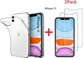 Ntech hoesje Geschikt voor iPhone 11 Transparant Hoesje + 2X Screenprotector