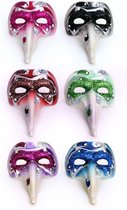 12x Mini decoratie gezichtsmasker + veren + bloem