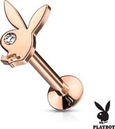 Piercing playboy bunny met gemmed eye gold plated rose kleur ©LMPiercings