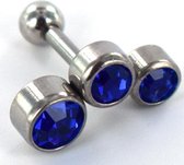 Helix piercing 3 steentjes rond blauw ©LMPiercings