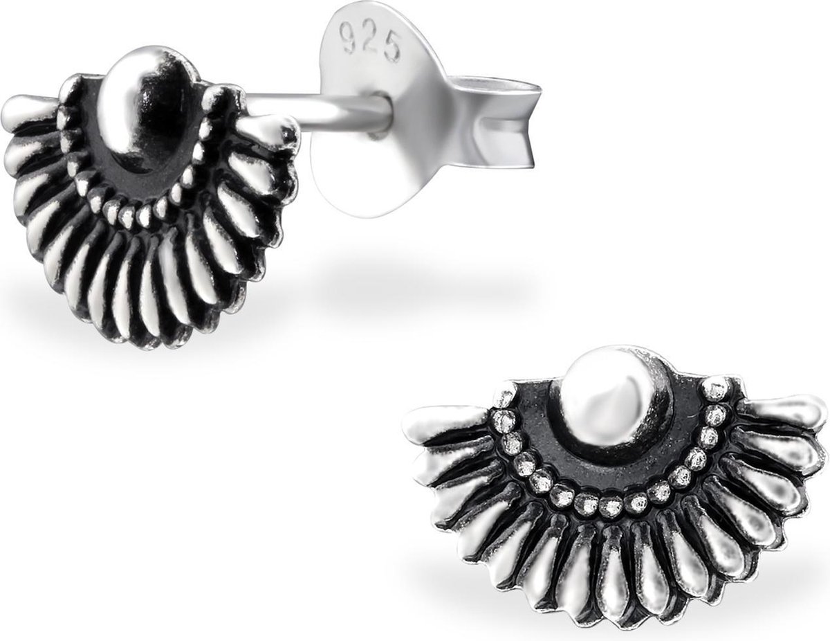 Bali zilver ethnische oxi oorstekers | Ethnic wave Bali Ear Studs | 15mm | Zilverana | Sterling 925 Silver (Echt zilver) - Zilverana