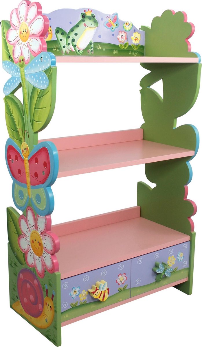 Teamson Kids Grote Magische Tuin Houten Boekenkast voor Kinderen - 3 Niveaus - Voor Speelgoed & Boeken - Kinderslaapkamer Accessoires - 96.5cm (H) x 55.9cm (L) x 29.2cm (B)