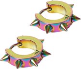 Fako Bijoux® - Oorbellen - oorringen - RVS - Spikes - Multicolour