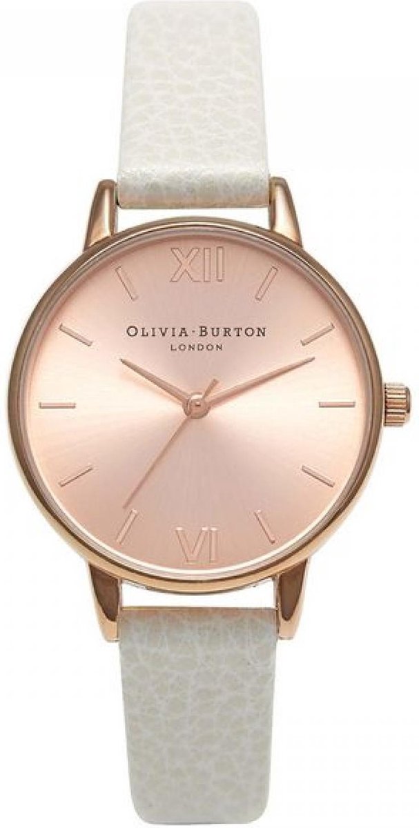 Olivia Burton Midi Dial OB14MD21 - Horloge - Leer - Wit - Ø 30 mm