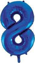 Cijfer 8 folie ballon blauw van 92 cm