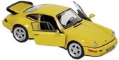 Modelauto Porsche 964 Carrera geel 1:34 - speelgoed auto schaalmodel