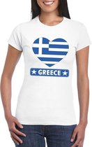Griekenland hart vlag t-shirt wit dames L