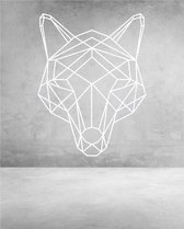 Wolf Geometrisch Hout 70 x 92 cm White - Wanddecoratie