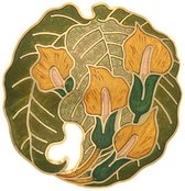 Behave® Broche bloemen aronskelk bruin groen - emaille sierspeld -  sjaalspeld  4,5 cm