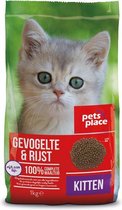 Pets Place Kitten - Kattenvoer - Gevogelte&Rijst - 1 kg