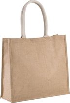 Jute naturel/beige strandtas 42 cm - Strandartikelen beach bags/shoppers
