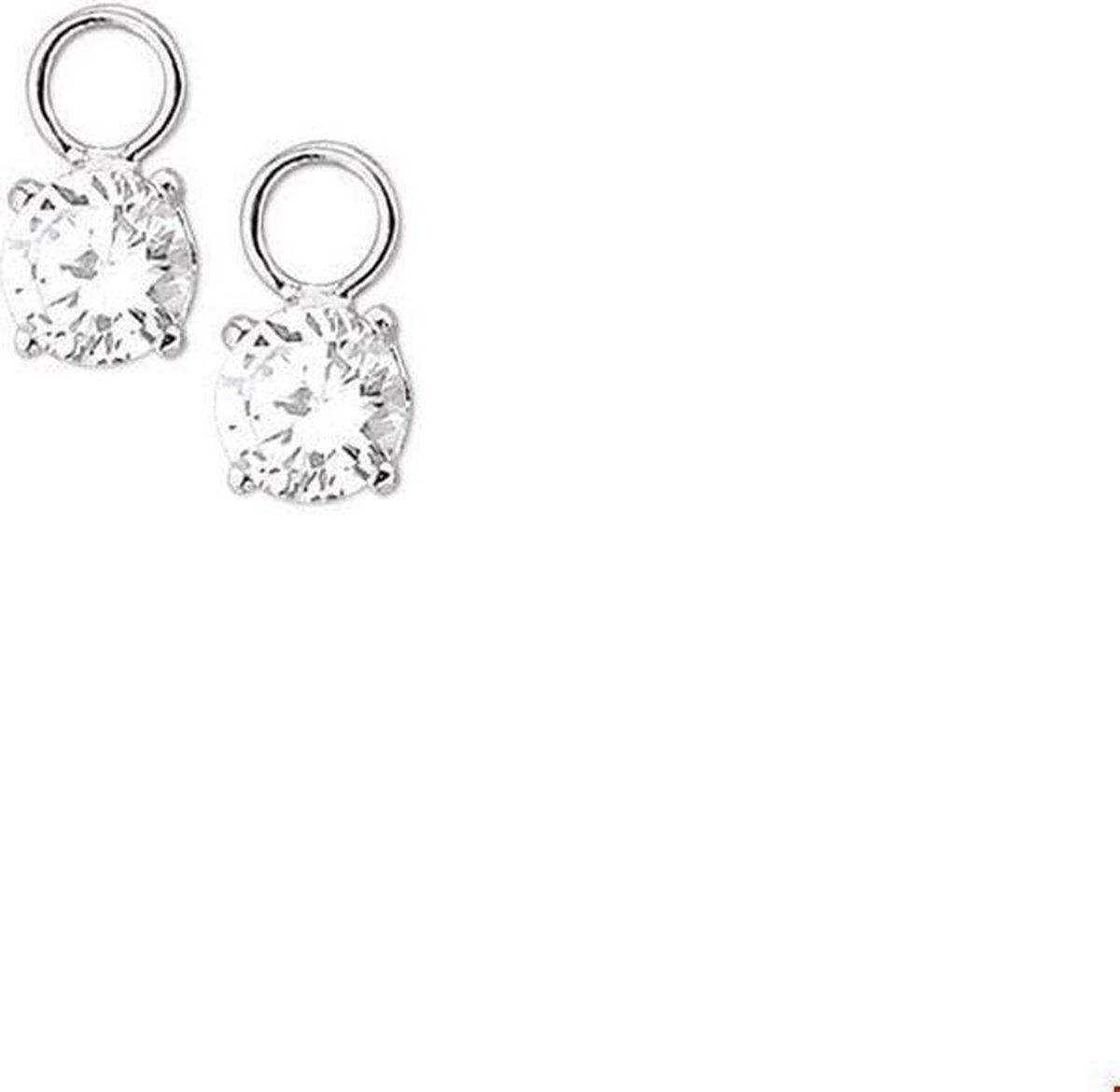 Zilver Gerhodineerde oorringhangers zirkonia  1313313