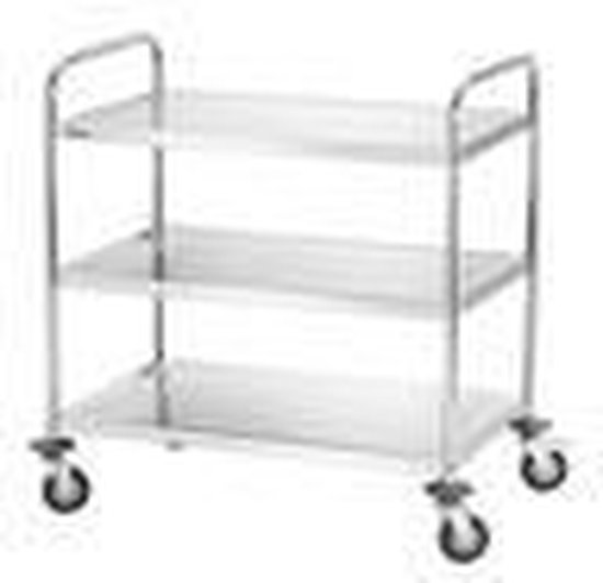 QWORK® 3-laags RVS serveerwagen theewagen schoonmaakwagen met trillingsarme geremde zwenkwielen voor keuken, hotel, restaurant (75 x 40 x 83,5 cm QWORK® 3-laags RVS serveerwagen theewagen schoonmaakwagen met trillingsarme geremde zwenkwielen voor keuken, hotel, restaurant (75 x 40 x 83,5 cm
