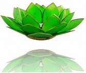 Lotus sfeerlicht groen 4e chakra goudrand - 13.5 cm - S