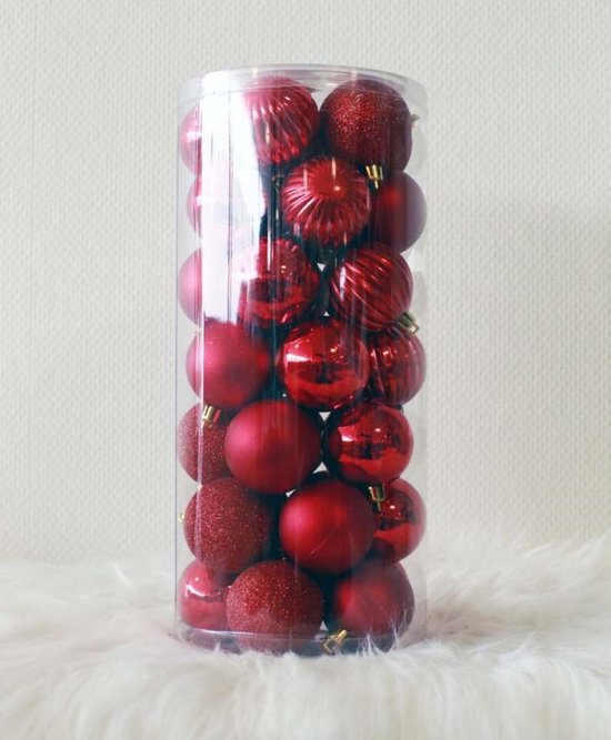 Valery Madelyn 16 Stuks Valentijnsdag Hartballen Ornamenten - Rood Fluweel Onbreekbare Kerstballen 4cm