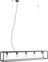 QAZQA cage - Moderne Hanglamp eettafel voor boven de eettafel | in eetkamer - 5 lichts - L 1500 mm - Zwart -  Woonkamer | Slaapkamer | Keuken
