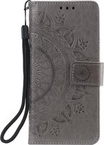 Shop4 - iPhone 11 Hoesje - Wallet Case Mandala Patroon Grijs