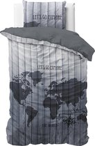 Sleeptime The World - Dekbedovertrek - Eenpersoons - 140x200/220 + 1 kussensloop 60x70 - Grijs