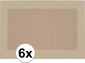 6x Placemats beige/bruin geweven/gevlochten met rand 45 x 30 cm - Bruine placemats/onderleggers tafeldecoratie - Tafel dekken
