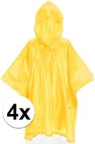 4x Kinder regen poncho geel - Regenponcho voor kinderen