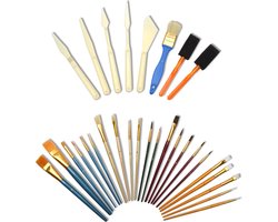 Artina penselenset - 30 penselen in set - Punt Penseel, Waaierpenseel, Platte Penselen