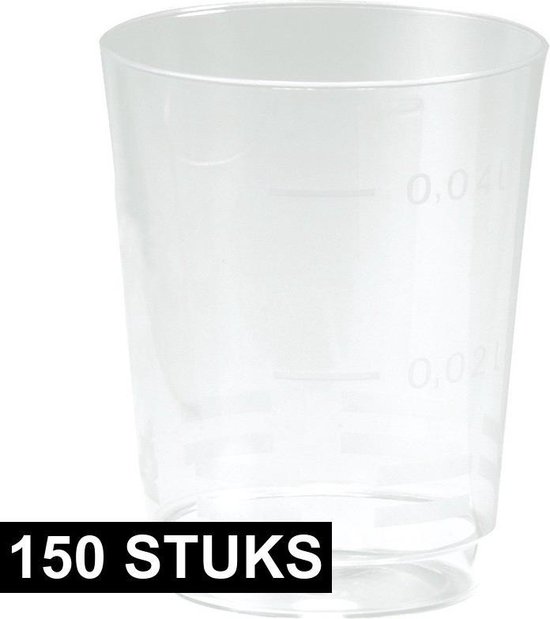 150x Plastic shotglazen/borrelglazen transparant/doorzichtig 49 ml -  Voordelige... | bol.com