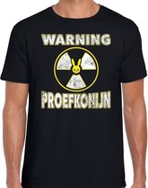 Halloween warning proefkonijn verkleed t-shirt zwart voor heren XL