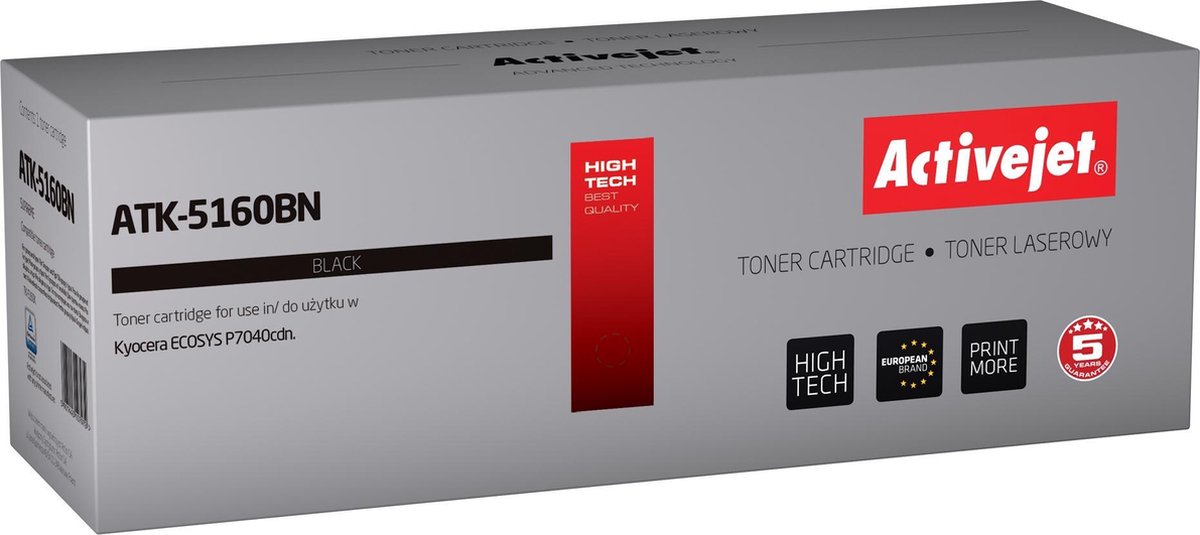 ActiveJet ATK-5160BN Toner voor Kyocera-printer; Kyocera TK-5160K vervanging; Opperste; 16000 pagina's; zwart.