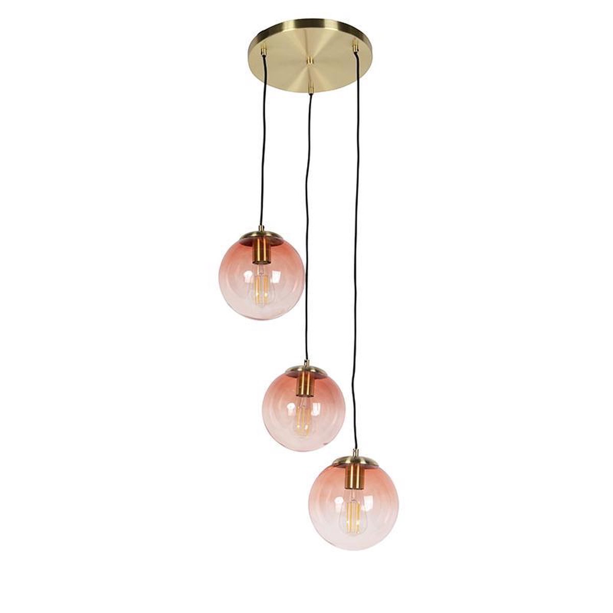 QAZQA pallon - Art Deco Hanglamp eettafel - 3 lichts - Ø 450 mm - Roze - Woonkamer | Slaapkamer - QAZQA