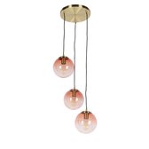 QAZQA pallon - Art Deco Hanglamp eettafel - 3 lichts - Ø 450 mm - Roze - Woonkamer | Slaapkamer