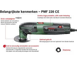 Bosch PMF 220 CE Multitool - op snoer - Oscillerend - 220 W - Incl. 9 accessoires en koffer