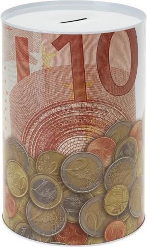 Tirelire 10 Euro Bill 8 X 15 Cm - Tirelires En étain / Métal Avec Billets En Euros