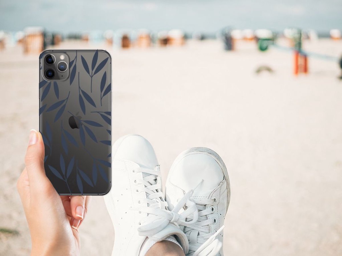 Back Cover voor Apple iPhone 11 Pro Max TPU Case Leaves Blue