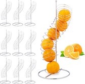 Relaxdays 10 x sinaasappelhouder - metaal - spiraal - fruithouder - fruitmand – standaard