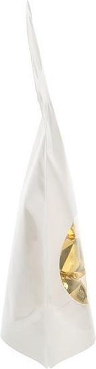 Stazakken Parelmoer Wit met ovaal Venster 10,2x6x15,2cm met rond ophanggat (100 stuks)