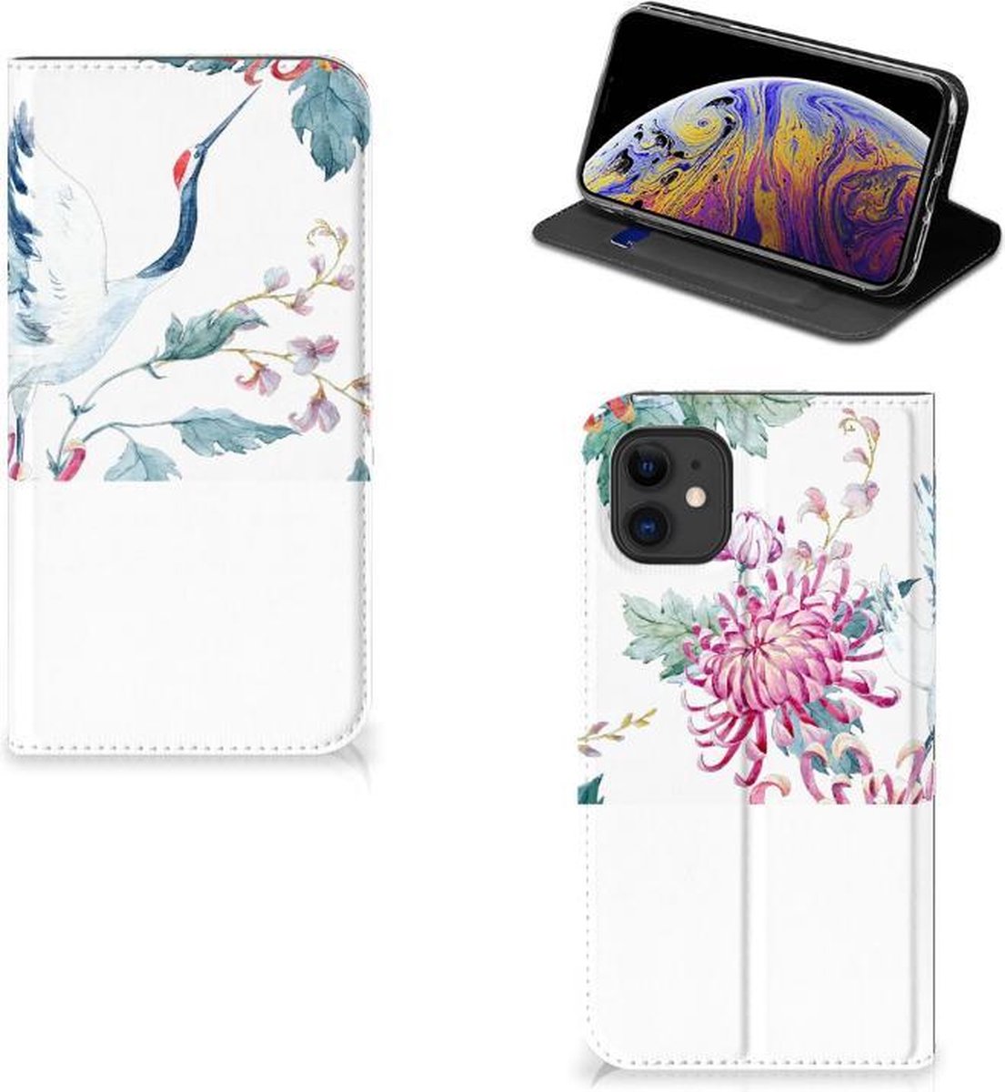 Apple iPhone 11 Hoesje maken Bird Flowers