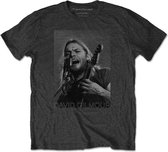 David Gilmour Heren Tshirt -S- On Microphone Half-tone Grijs