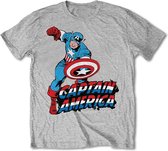 Heren Tshirt -L- Simple Captain America Grijs