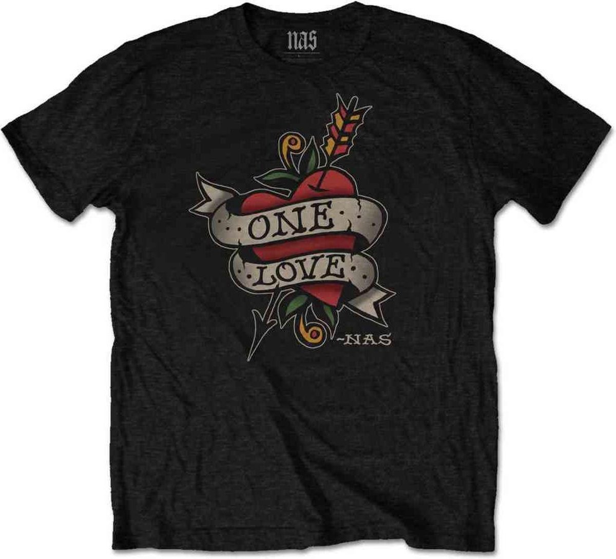 Nas - Love Tattoo Heren T-shirt - XL - Zwart
