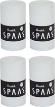 4x Witte rustieke cilinderkaarsen/stompkaarsen 5 x 8 cm 17 branduren - Geurloze kaarsen - Woondecoraties