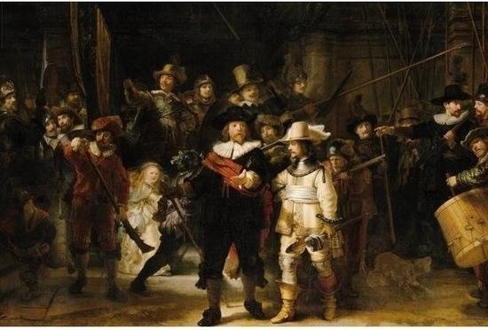 Poster Rembrandt De Nachtwacht schilderij 61 x 92 cm - Kunst thema posters - Wanddecoratie/Muurdecoratie Rijksmuseum kunstposter