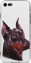 ADEL Siliconen Back Cover Softcase Hoesje Geschikt voor iPhone SE (2022/ 2020)/ 8/ 7 - Dobermann Pinscher Hond